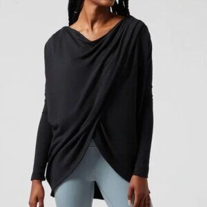 Athleta Purana Wrap Sweatshirt // Black XXS